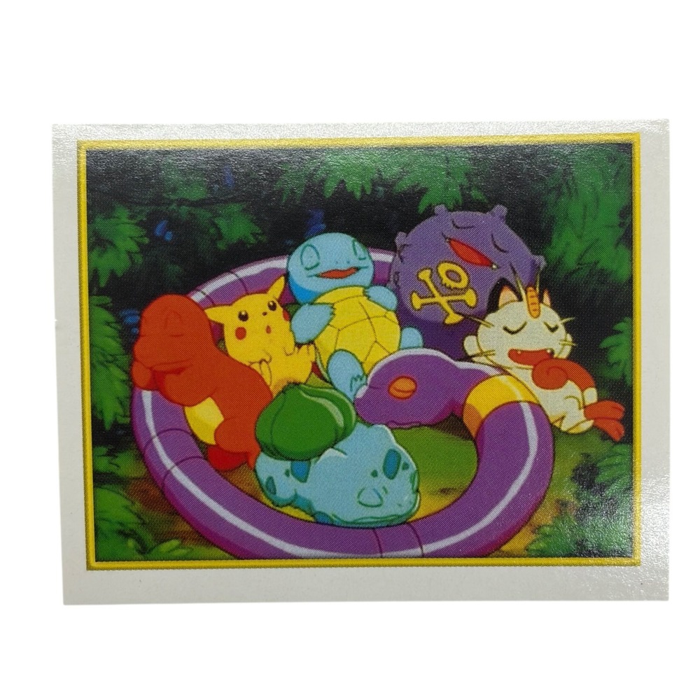 Vintage 2000 Merlin Pokemon Sticker 137 Pikachu Squirtle Bulbasaur Sleeping